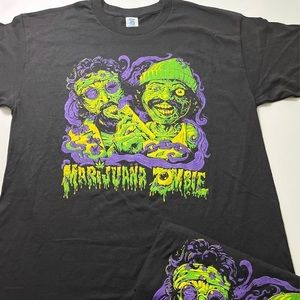 CHEECH & CHONG
 MARI JUANA ZOMBIE 
BLACK TEE SHIRT